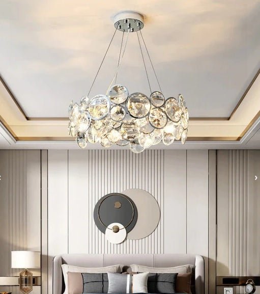 CHROME 16LT. CHANDELIER W/ CRYSTAL ACCENTS 39.4"D x 7.5"H