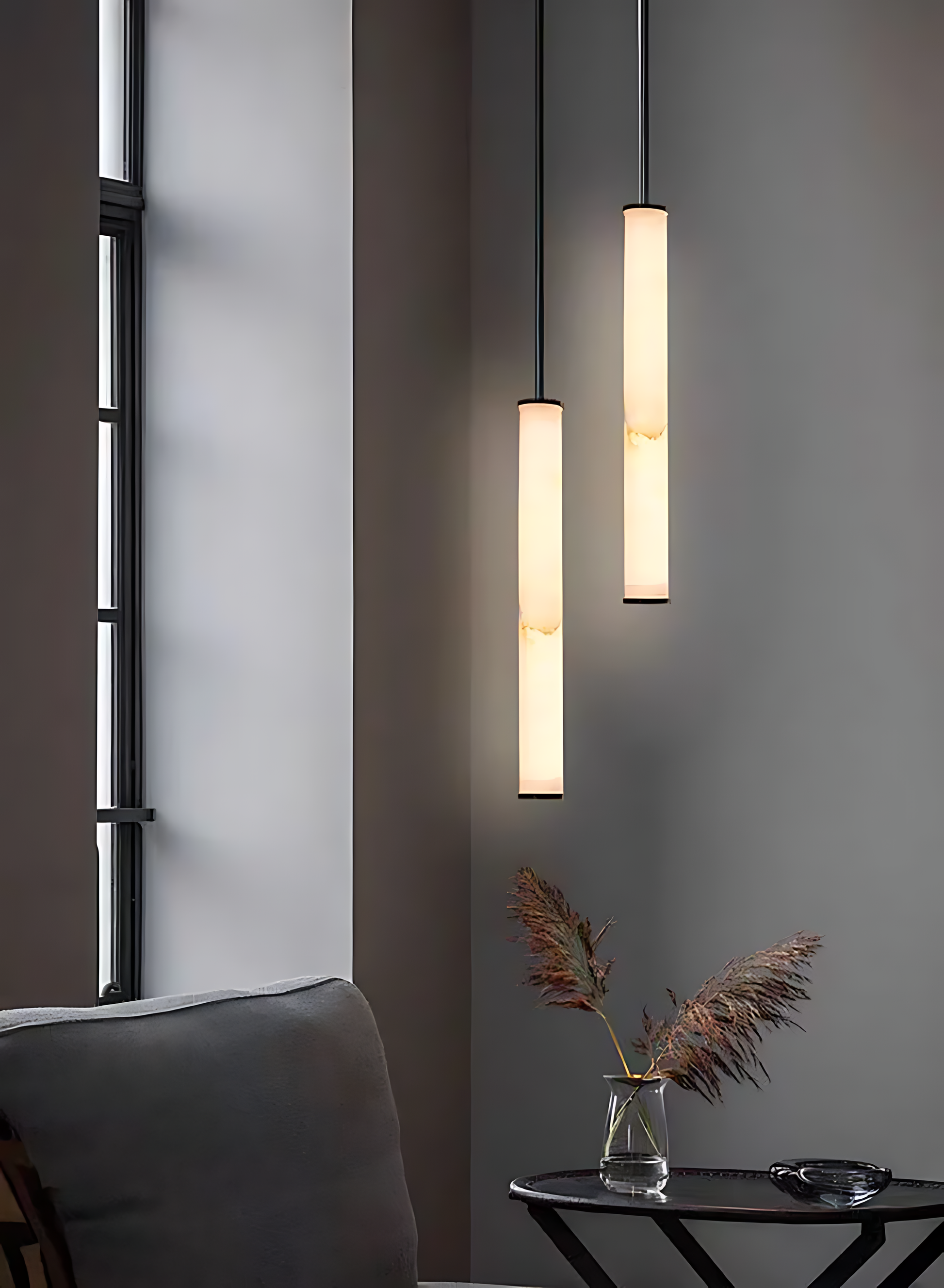 Cylindra LED Pendant Lamp - Marble Natural Stone