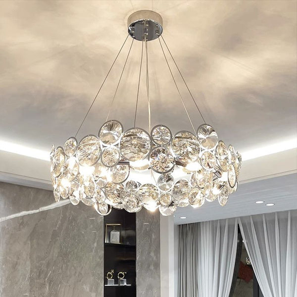 CHROME 16LT. CHANDELIER W/ CRYSTAL ACCENTS 39.4"D x 7.5"H